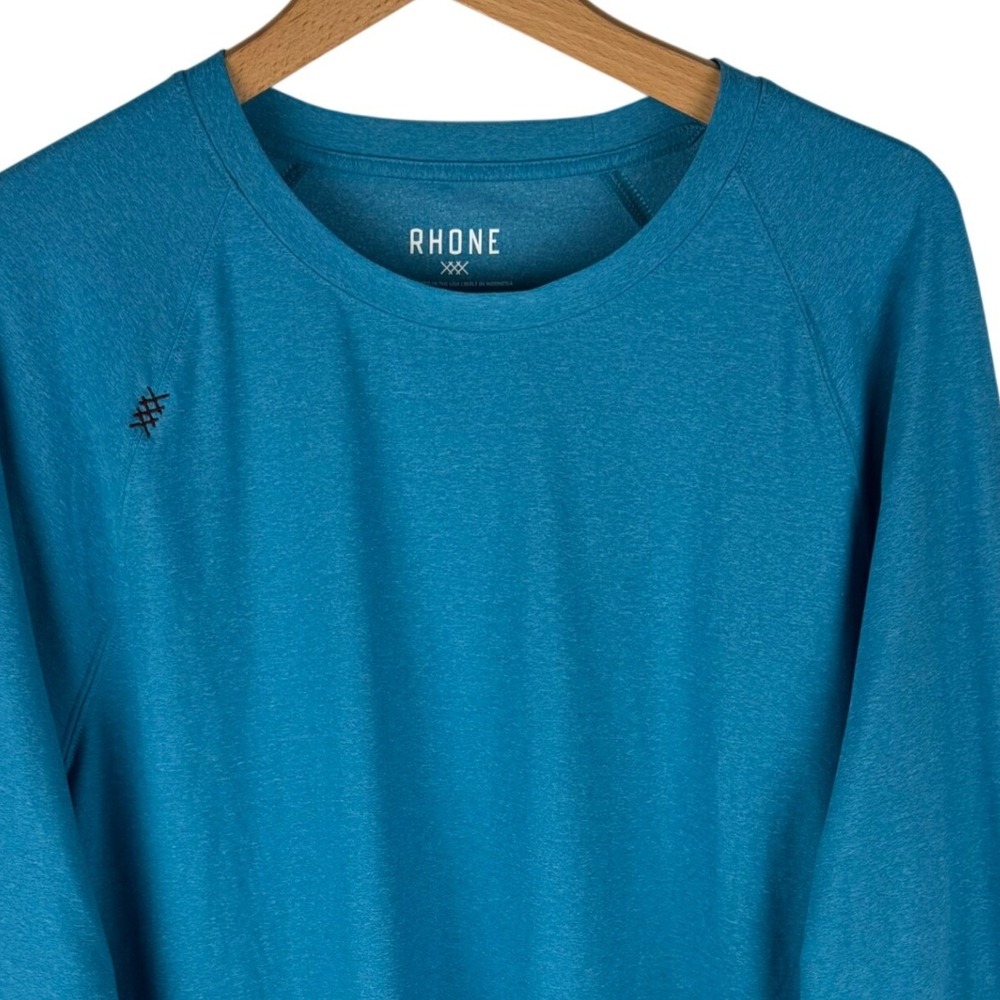 Rhone Reign Long Sleeve Training Shirt Mens XL Blue Heather Raglan Performance